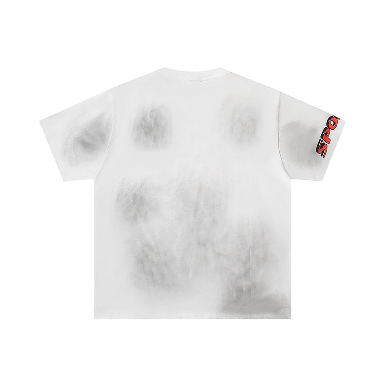 VALE USA Washed White Rhinestone Graphic T-Shirt — back