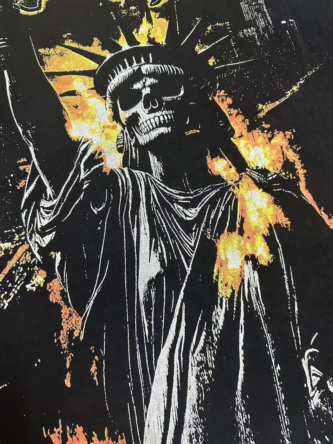 Godspeed Washed Black Statue Graphic T-Shirt — detail