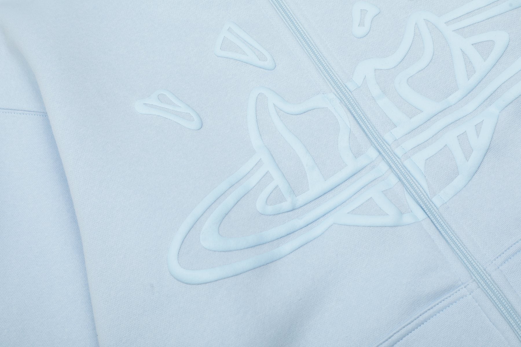 Sp5der Light Blue Tonal Graphic Zip Hoodie & Sweatpants Set — detail