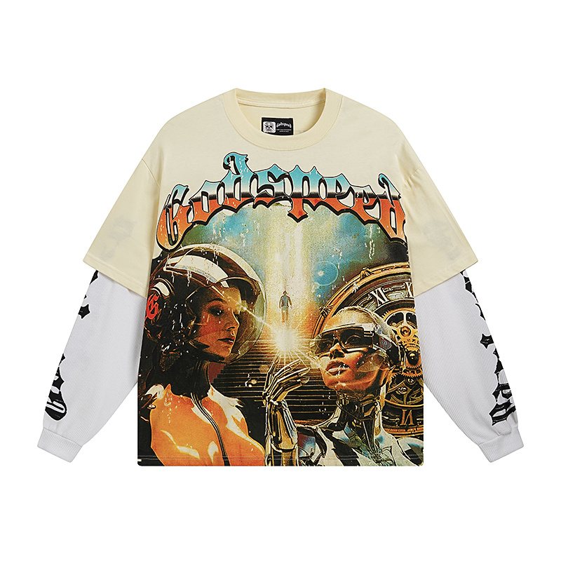 Godspeed Out of Many, One Layered-Look Long-Sleeve T-Shirt — front