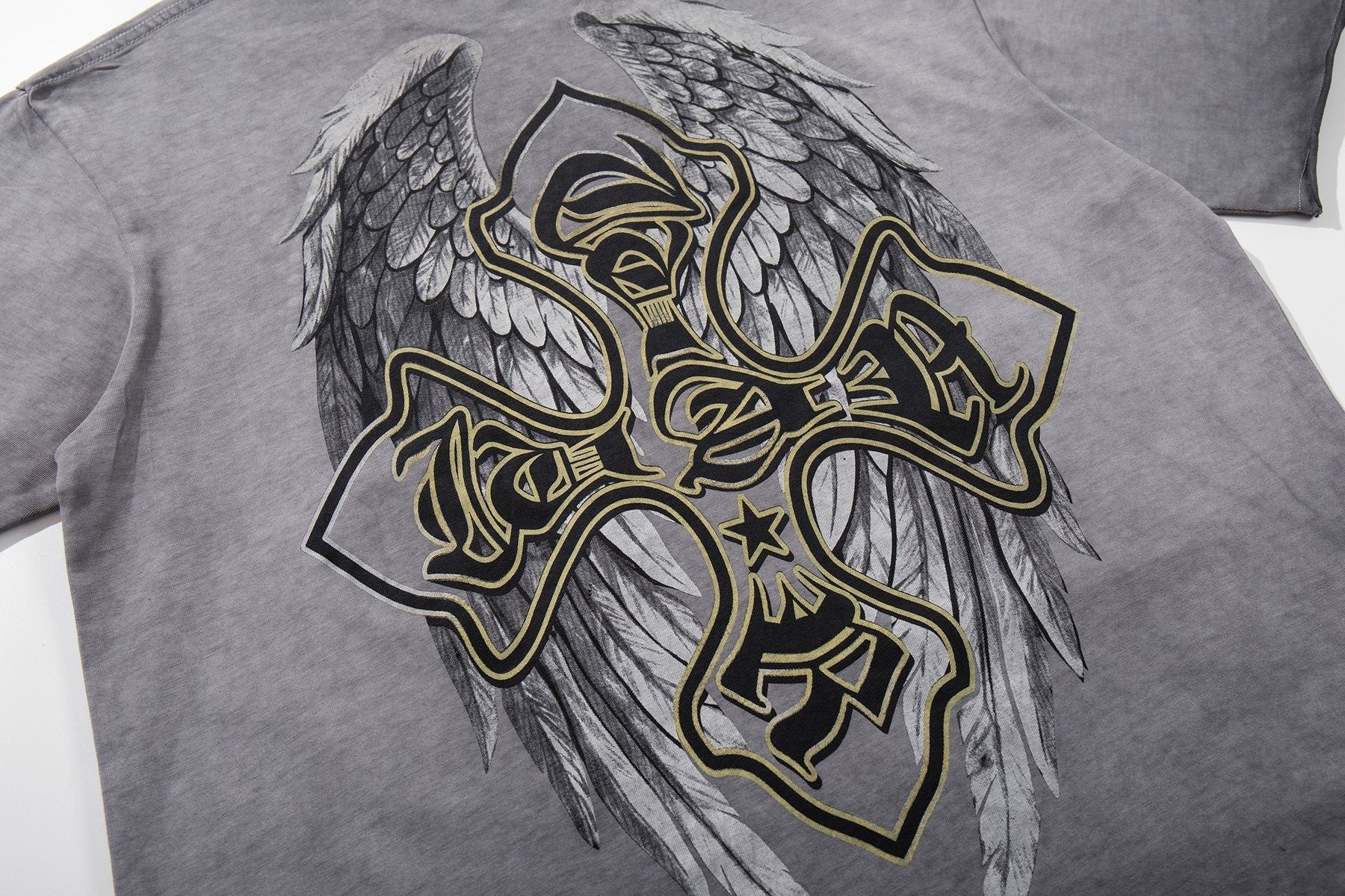 MAJESTIK Winged Cross Graphic T-Shirt — detail