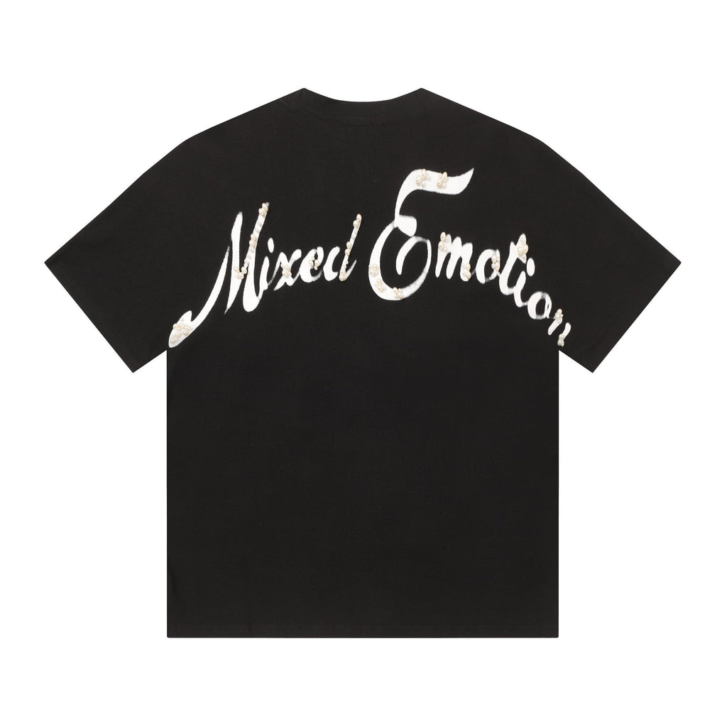 MIXED EMOTION Pearl Script Graphic T-Shirt — back