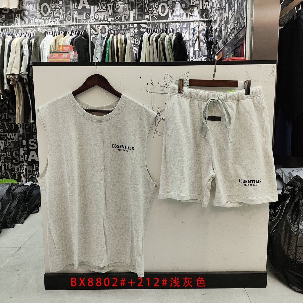 ESSENTIALS Sleeveless Top & Drawstring Shorts Set — front