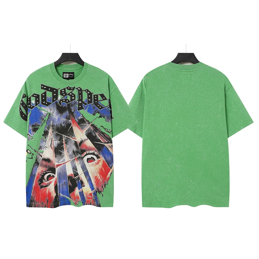Godspeed Abstract Face Graphic T-Shirt — front