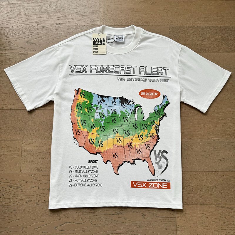 VALE USA Forecast Alert Weather Map Graphic T-Shirt — front